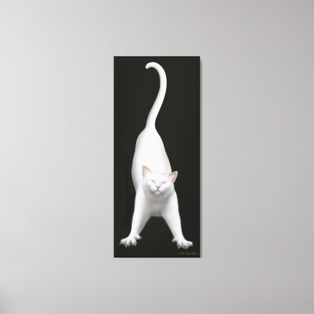 Toile blanche étamée de chatte blanche (Recto)