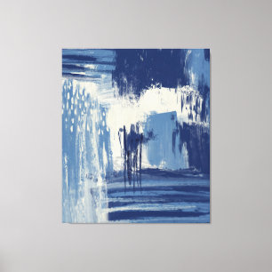 Toile Bleu Abstrait et ivoire