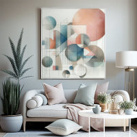 Bleu Beige Rouille Rouge Gris Sarcelle Motif d'Art