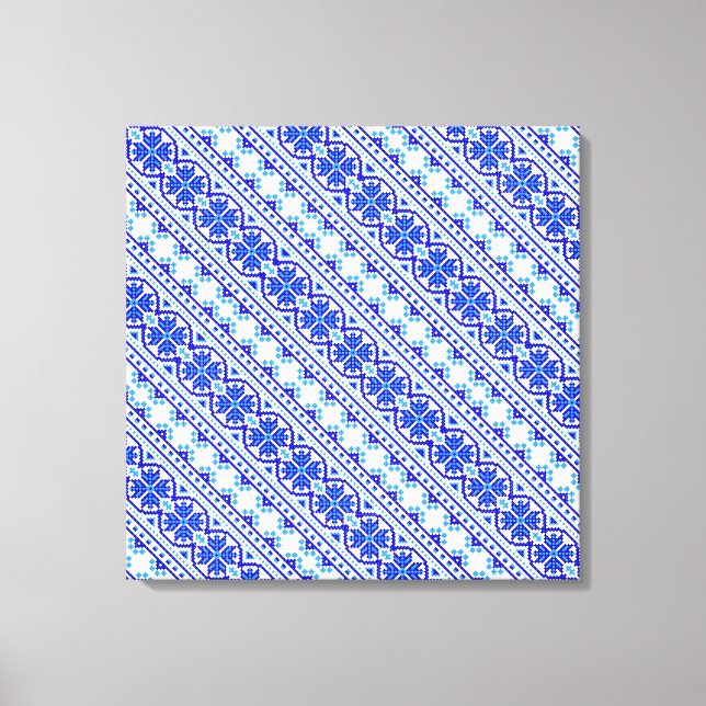 Toile Bleu blanc mignon décoratif rayures ukrainiennes (Recto)
