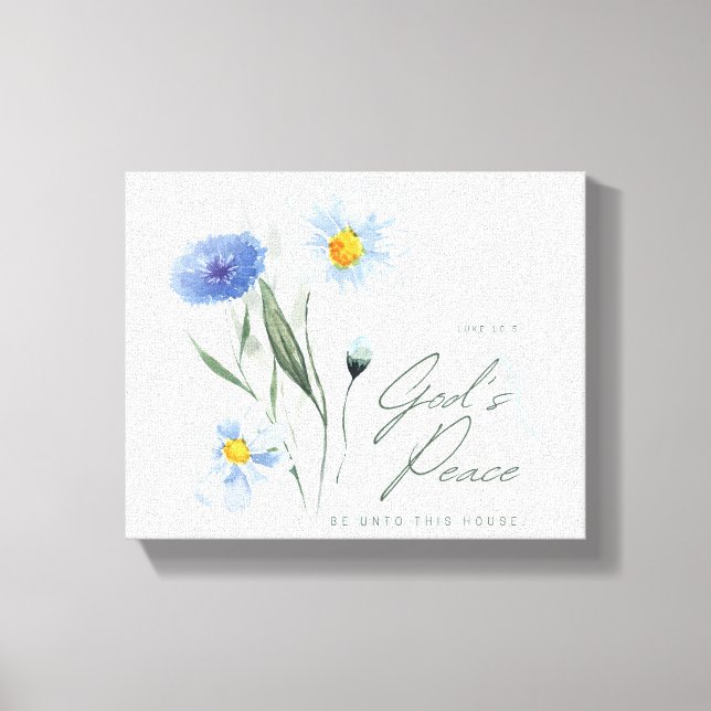 Toile bleu blanc verset bible deux tons texturé église (Recto)