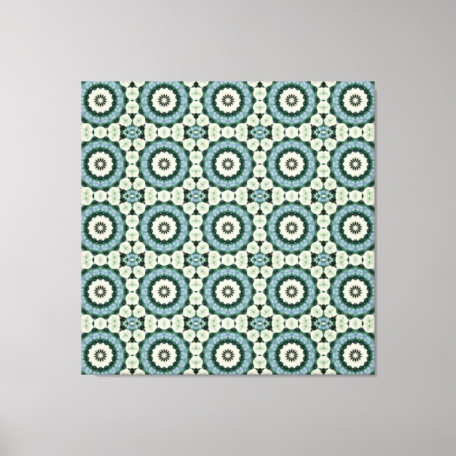Toile Bleu cervelle et Motif vert jungle (Recto)