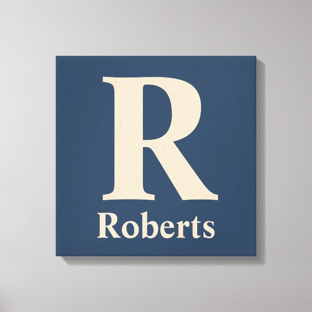 Toile Bleu Classique Et Vanille Initial/Premier/Nom De F (Recto)