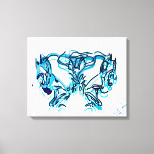 Toile Bleu d'art Abstrait et Turquoise