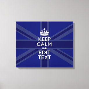 Toile Bleu de minuit Gardez le calme et votre texte Unio