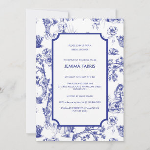 Toile Bleu et Blanc de Jouy Invitation