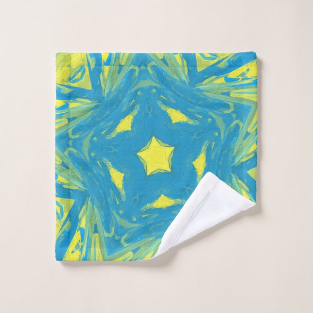 Toile bleu et jaune Stars (Gant de toilette)
