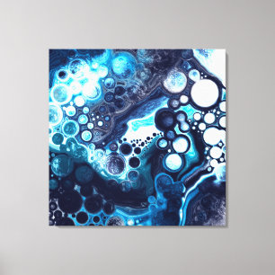 Toile Bleu et Marbre blanc Fluid Art