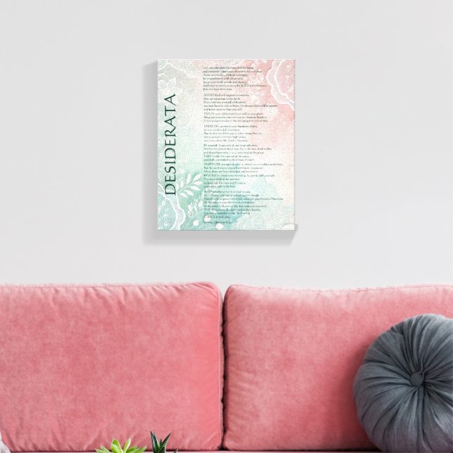 Toile Bleu et rose floral et dentelle (Insitu(Salon))