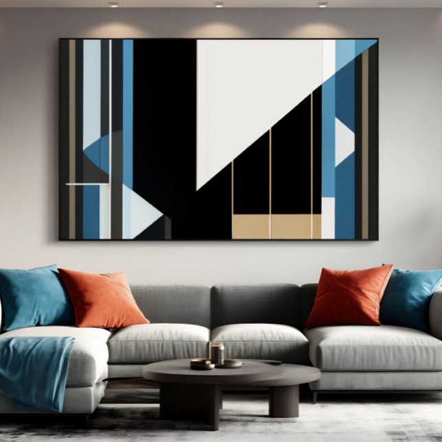 Toile Bleu géométrique et or (Créateur téléchargé)