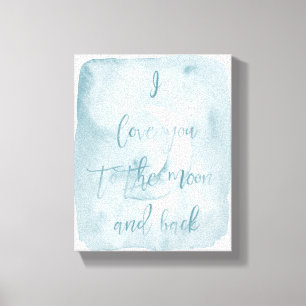 Toile Bleu je t'aime à la lune et au dos