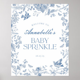 Toile bleu Jouy Floral Baby Sprinkle Affiche de bi