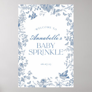 Toile bleu Jouy Floral Baby Sprinkle Affiche de bi