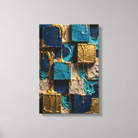 Bleu minuit et cubes d'or en fusion - Vertical 3D