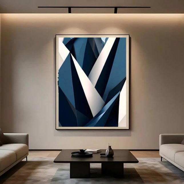 Toile Bleu Moderne Abstrait Géométrique 3D (Créateur téléchargé)