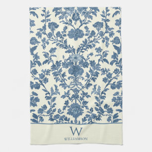Toile bleu Monogramme personnalisée Serviette de c