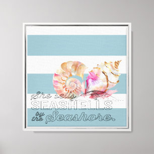 Toile Bleu Nautique Blancs Coques Or Rose