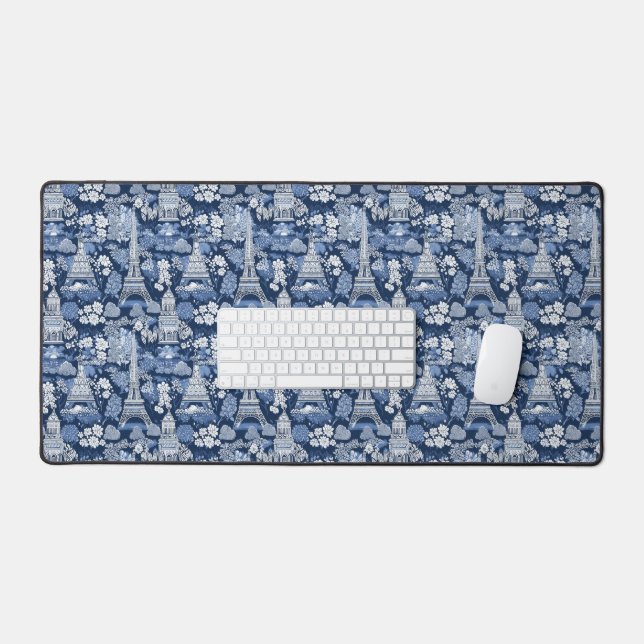 Toile Bleu Parisien complexe à motif (Clavier et souris)