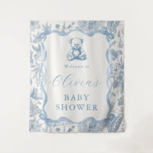 Toile Bleu Teddy Ours Baby shower Tapisserie