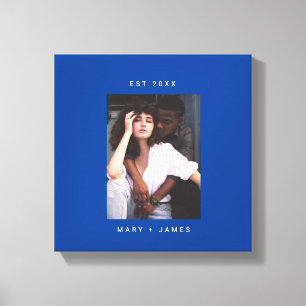 Toile Bleu   Texte photo personnalisé minimaliste