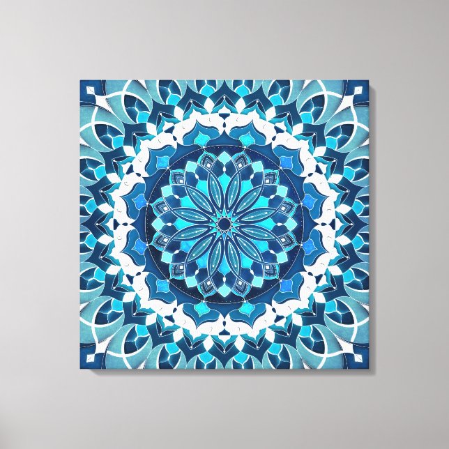 Toile bleu turquoise Mandala (Recto)