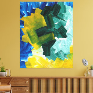 Toile Bleu, vert et jaune Abstrait