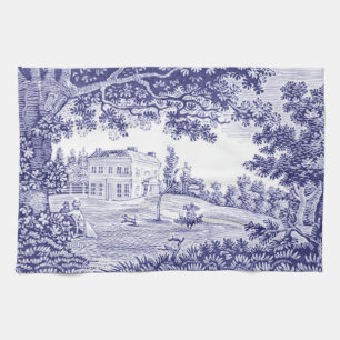 Toile Bleue Serviette de cuisine - Décor champêtre