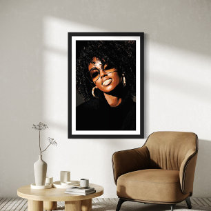 Toile Blinged - Portrait afrocentré gras avec Grillz