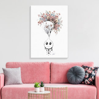 Toile Blooming Mind- Modern Surrealist Floral Art Poster