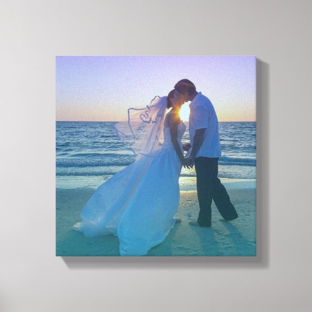 Toile Blue Aqua Gradient Overlay Mariage Photo (Recto)