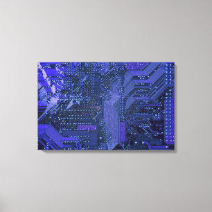 Toile Blue Cyber Circuit Board Tech Art Electronique