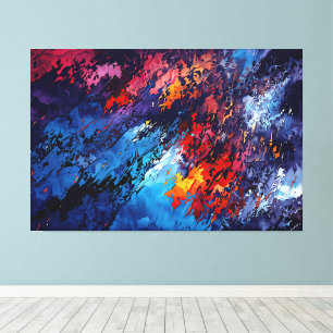 Toile Blue Ember Blue Rouge Art Abstrait contemporain