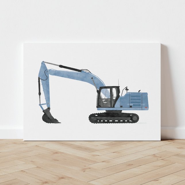 Toile Blue Excavator Construction Vehicle Canvas Print (Créateur téléchargé)