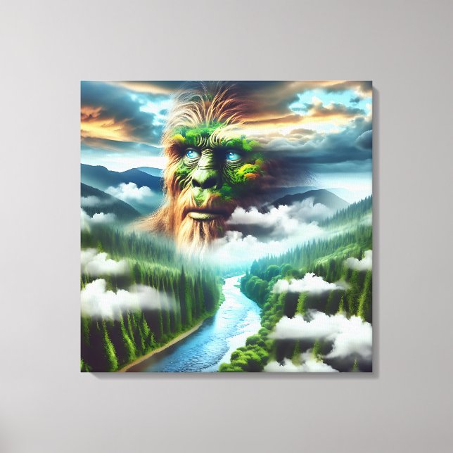 Toile Blue Eyed Bigfoot dans la forêt (Recto)