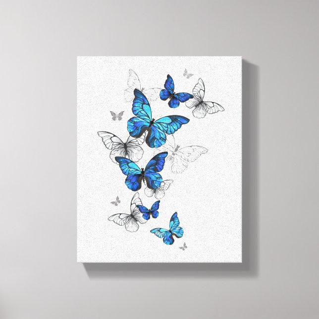 Toile Blue Flying Butterflies Morpho (Recto)