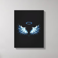 Blue Glowing Angel Wings on black background