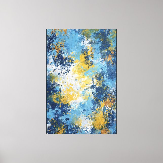 Toile Blue & Gold Expressive Splash Abstrait  (Recto)