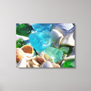 Toile Blue Green Sea Glass Art Prints Canvas Beach Coast