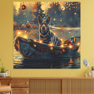 Toile Blue Heeler Noël Festive Voyage