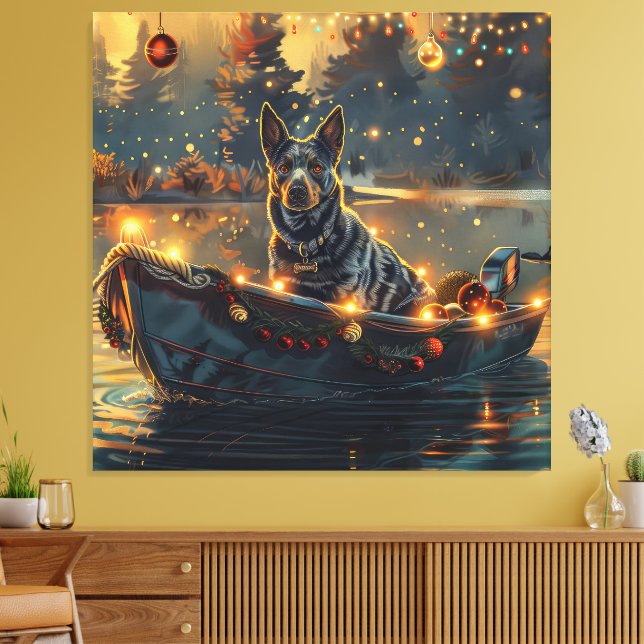 Toile Blue Heeler Noël Festive Voyage (Insitu(Salon))