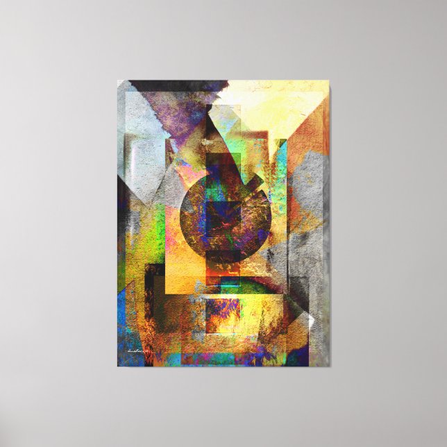 Toile Blue Hope Geometry Industrial Grunge Art 7 (Recto)