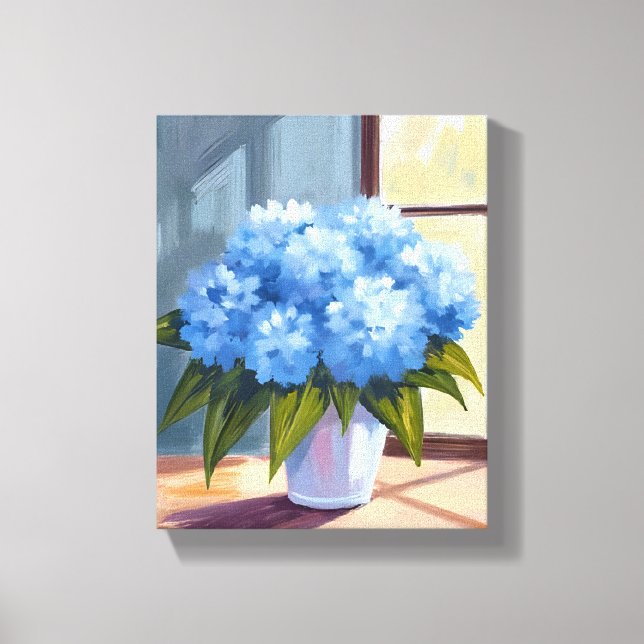 Toile Blue Hydrangea Bouquet Floral Peinture (Recto)
