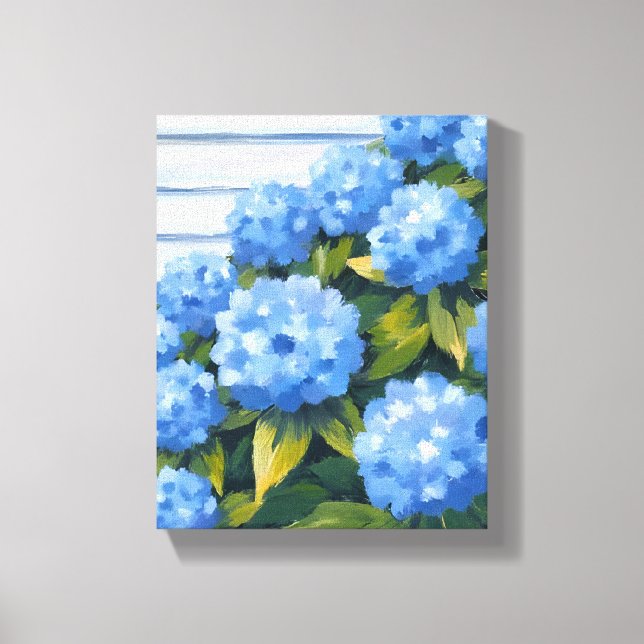 Toile Blue Hydrangeas Bushes peinture florale (Recto)