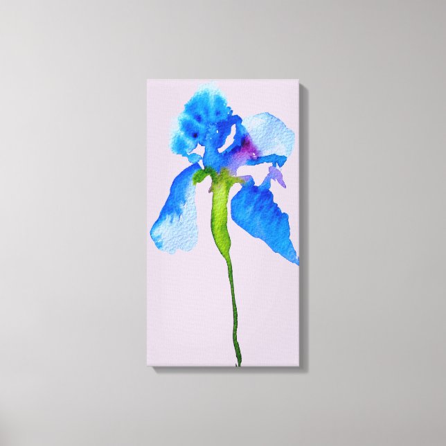 Toile Blue Iris moderne aquarelle florale art (Recto)