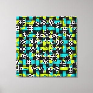 Toile Blue Lime Green Black White Carré Cercle Weight