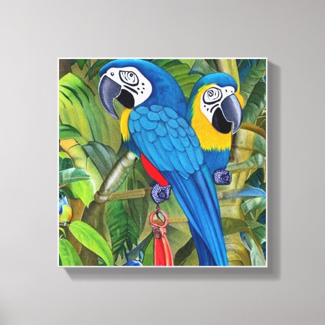 Toile Blue macaws (Recto)