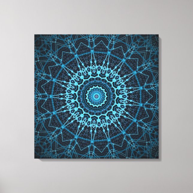 Toile Blue Mandala Net Retro Hippie Trippy Boho Chic (Recto)