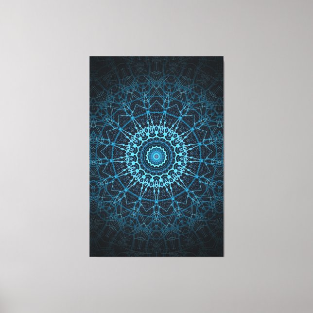 Toile Blue Mandala Net Retro Hippie Trippy Boho Chic (Recto)