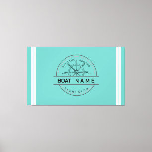 Toile Blue Nautical Ancre yacht club bateau marina Nom