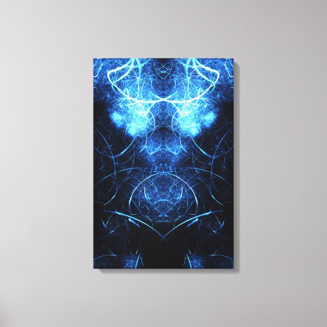 Toile Blue Nebula Energy Fractal Art (Recto)